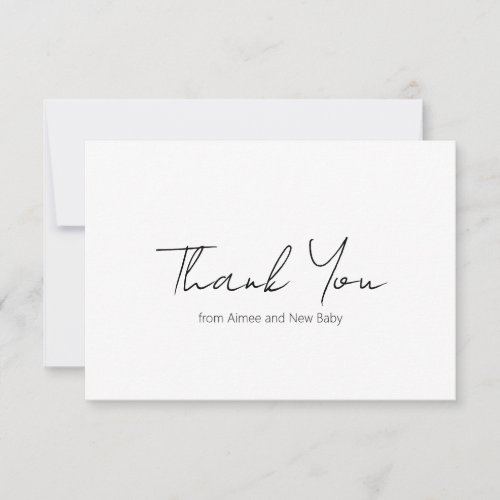 Simple Rustic Script Modern Baby Shower Thank You Card