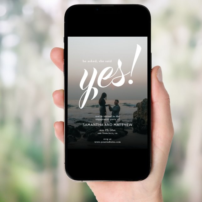 Simple Rustic She Said Yes Photo Engagement Party  Invitation (Front Digital)