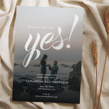 Simple Rustic She Said Yes Photo Engagement Party  Invitation by monetmdesigns at Zazzle