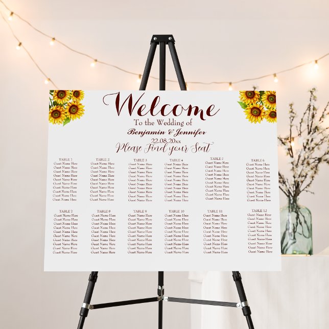 Simple Rustic Sunflower Wedding Seating Chart Foam Board (Creator Uploaded)