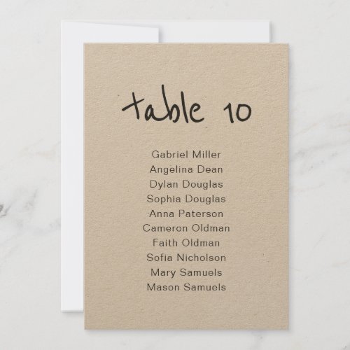 Simple rustic Table Number with Seating