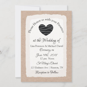Simple Rustic Tan and White Wedding invitations