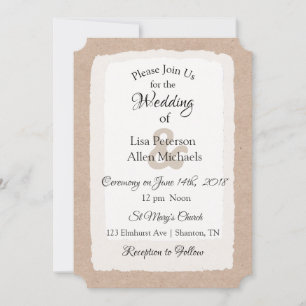 Simple Rustic Tan and White Wedding invitations