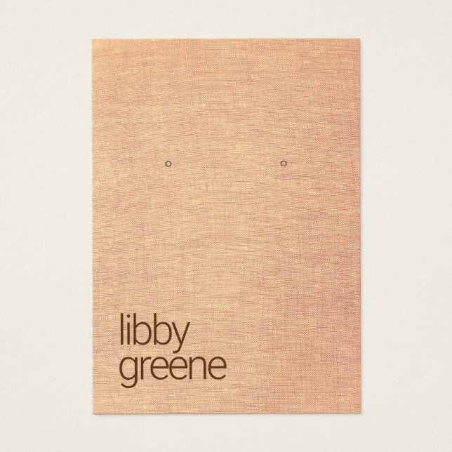 Simple Rustic Tan Jewelry Earring Display Card (Front)