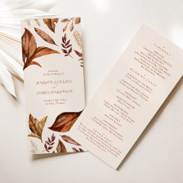 Simple Rustic Terracotta Floral Wedding Program