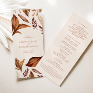 Simple Rustic Terracotta Floral Wedding Program