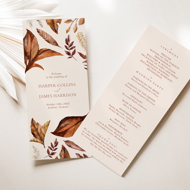 Simple Rustic Terracotta Floral Wedding Program (Creator Uploaded)