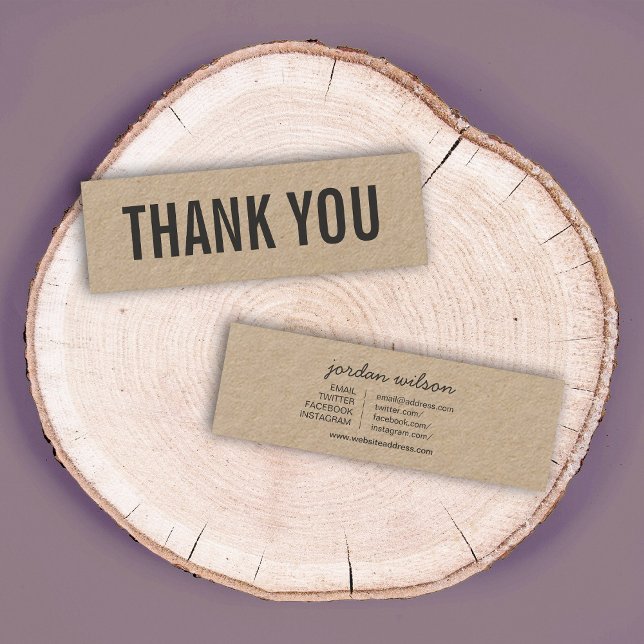 Simple Rustic Thank You Social Media Kraft Mini Business Card (Creator Uploaded)