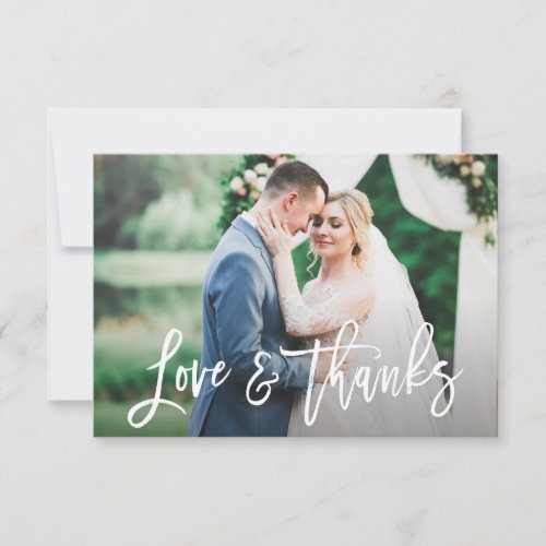 simple rustic thank you wedding photo card