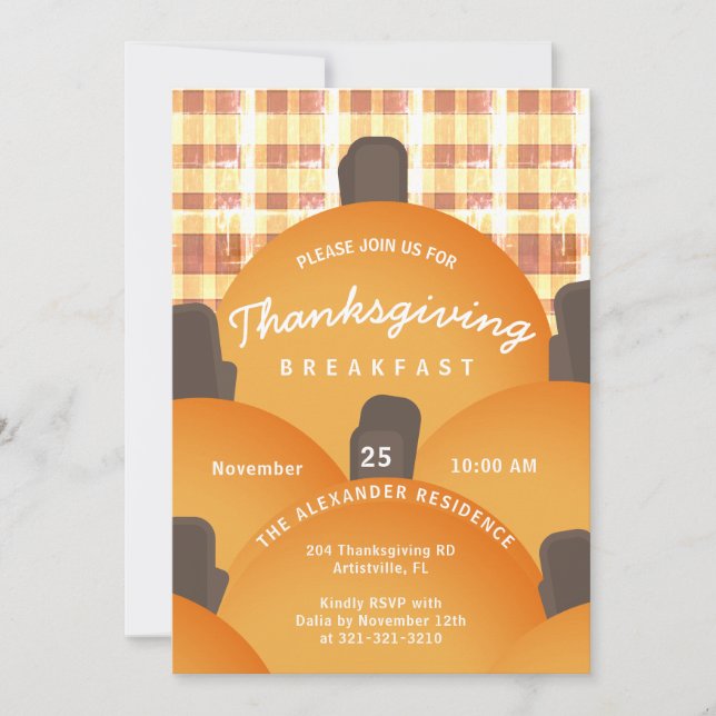 Simple Rustic Thanksgiving Breakfast  Invite (Front)