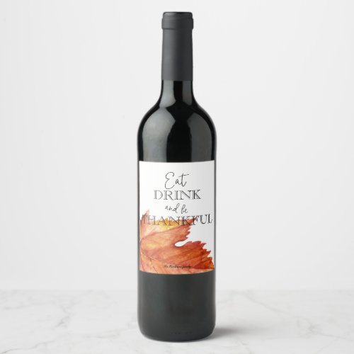 Simple Rustic Thanksgiving label Wine Label