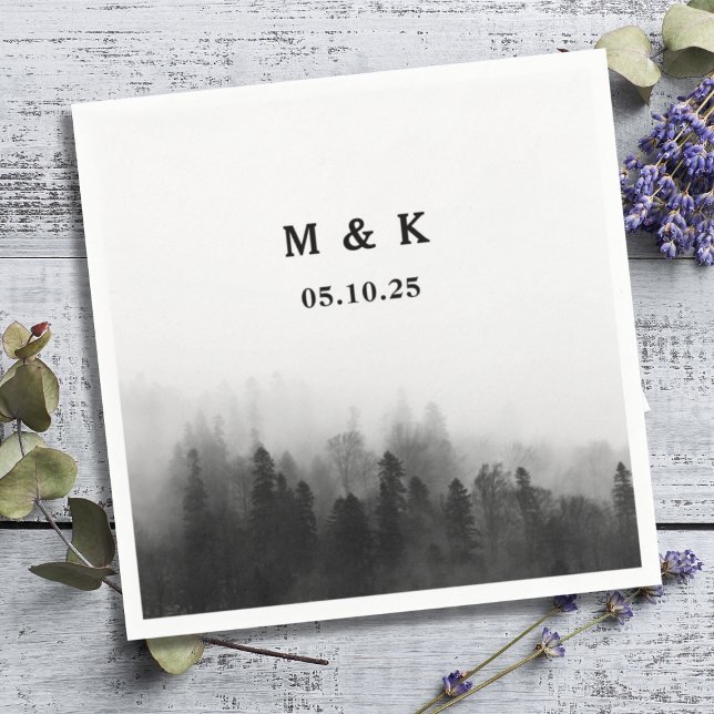 Simple Rustic Trees Personalized Wedding Monogram Napkins (Creator Uploaded)