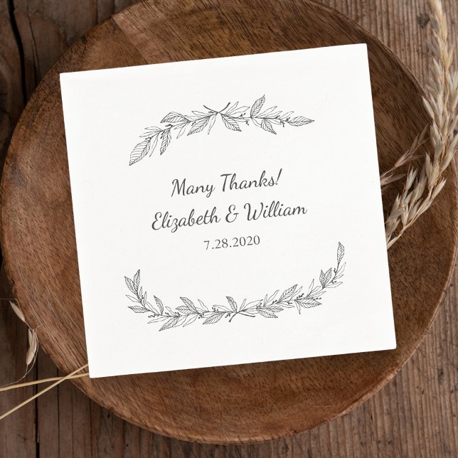 Simple Rustic Vintage Botanical Vines Wedding Napkins (Creator Uploaded)
