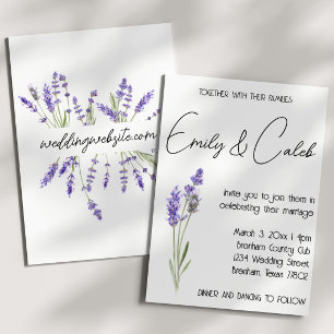 Simple Rustic Watercolor Lavender Wedding Invitation
