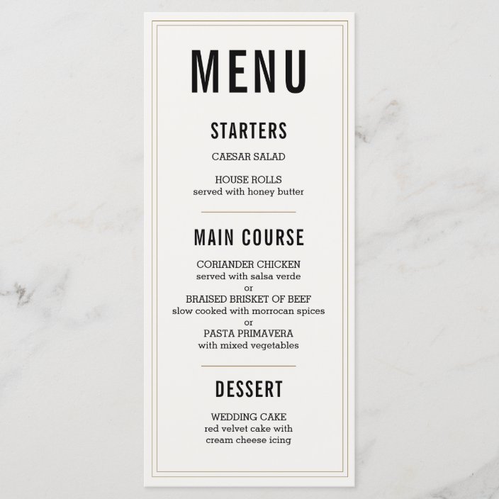 Simple Rustic Wedding Menu | Zazzle.com