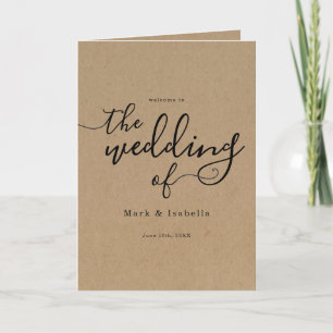 Simple Rustic Wedding Program on Kraft Background