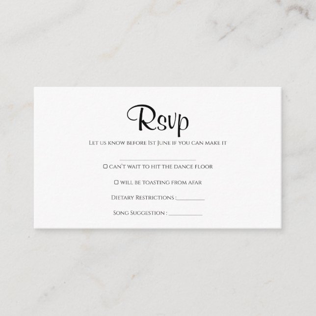 Simple Rustic Wedding rsvp card (Front)
