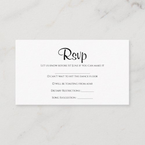 Simple Rustic Wedding rsvp card