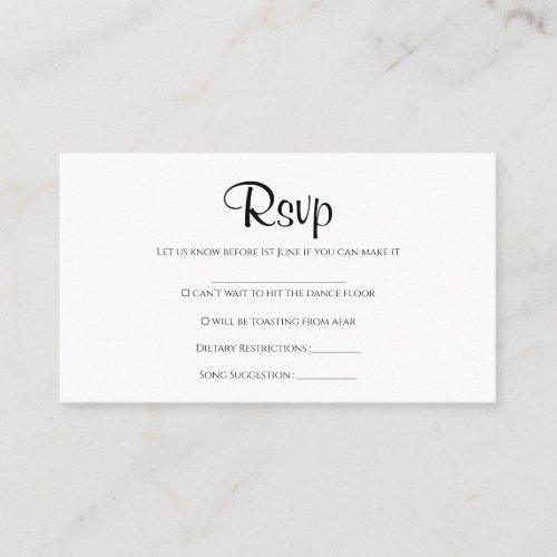 Simple Rustic Wedding rsvp card