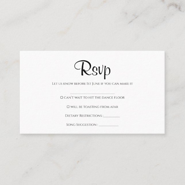 Simple Rustic Wedding rsvp card (Front)