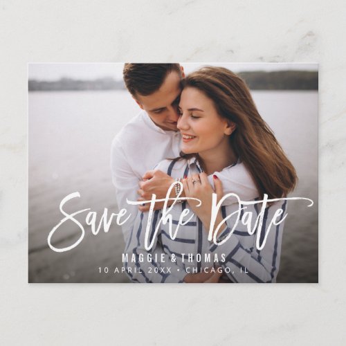 simple rustic wedding save the date postcard