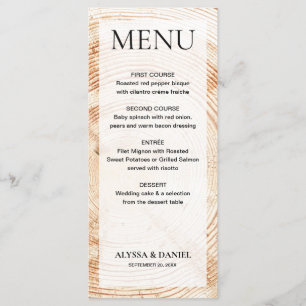 Simple Rustic Wedding Wood Tree bark Customizable Menu