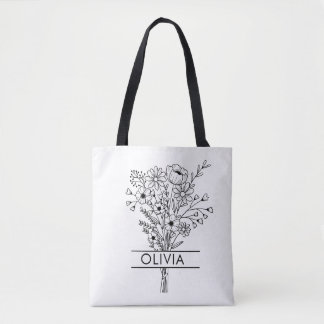 Simple Rustic Wildflower Text  Tote Bag