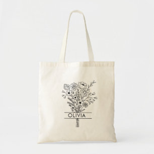 Simple Rustic Wildflower Text Tote Bag