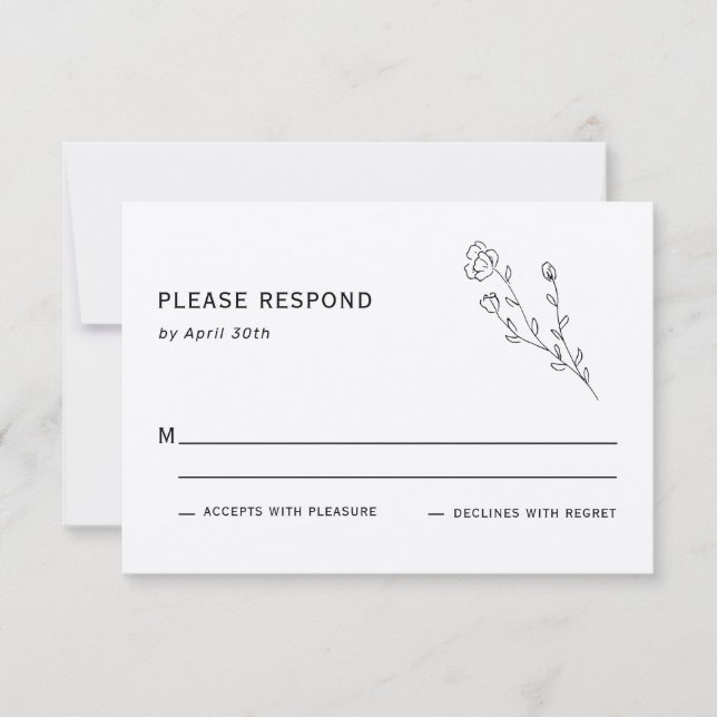 Simple Rustic Wildflower Wedding Reply Card (Front)