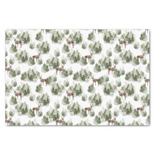 Simple Rustic Winter Forest Watercolor Christmas Tissue Paper