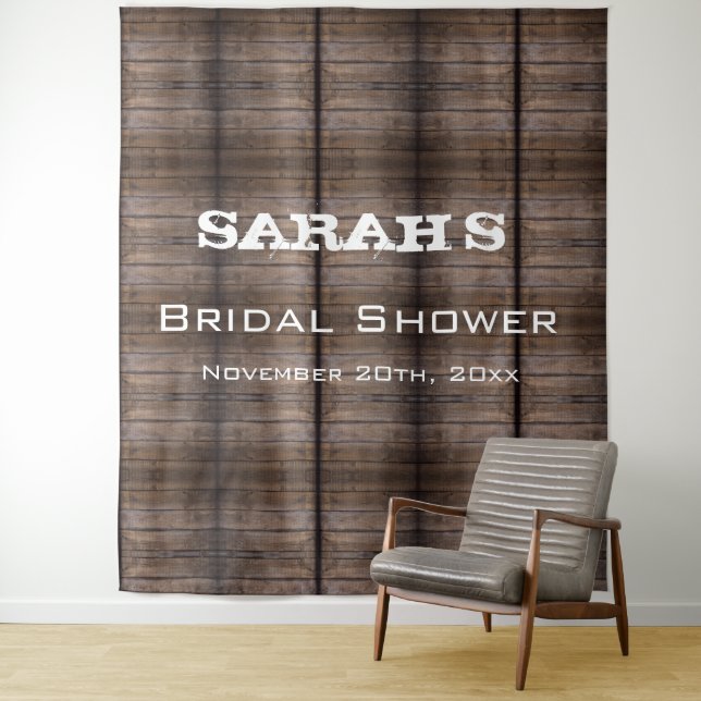 Simple Rustic Wood Bridal Shower Backdrop (In Situ)