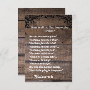 Simple Rustic Wood Bridal Shower Game Invitation