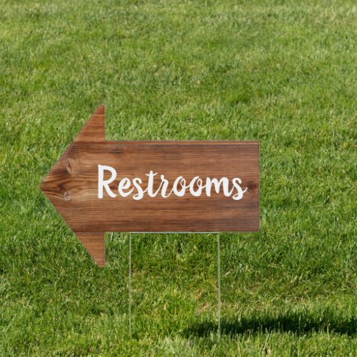 Simple Rustic Wood Directional Arrow Restroom Sign