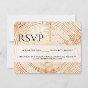Simple Rustic Wood Grain RSVP reserved Seating Card