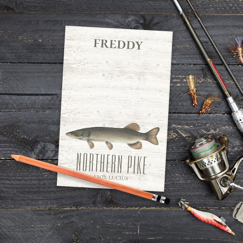 Simple Rustic Wood Nature Fisherman Northern Pike Post_it Notes