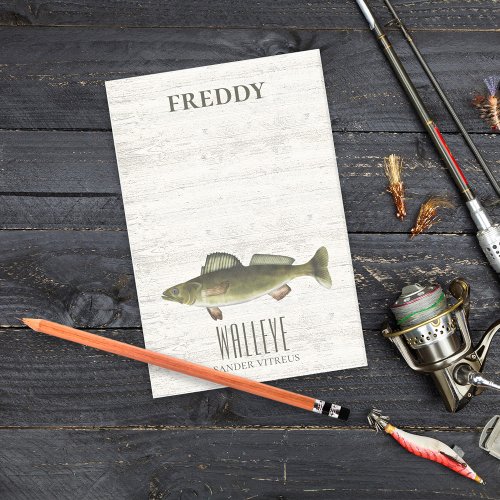 Simple Rustic Wood Nature Fisherman Walleye Custom Post_it Notes