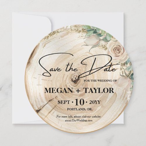 Simple Rustic Wood Save the Date Photo Wedding Invitation