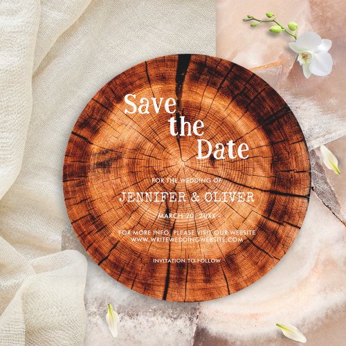 Simple Rustic Wood Tree Bark Wedding Save The Date