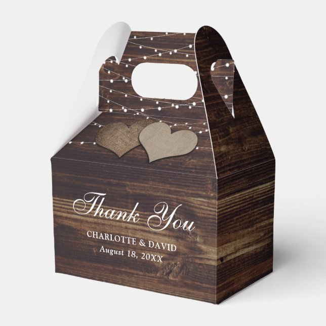 Simple Rustic Wood Wedding Favor Box (Front Side)