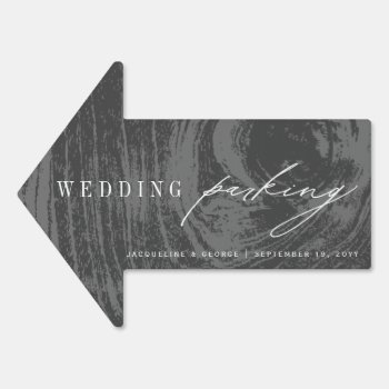 Simple Rustic Woodgrain Wedding Parking Arrow Sign by fatfatin_box at Zazzle