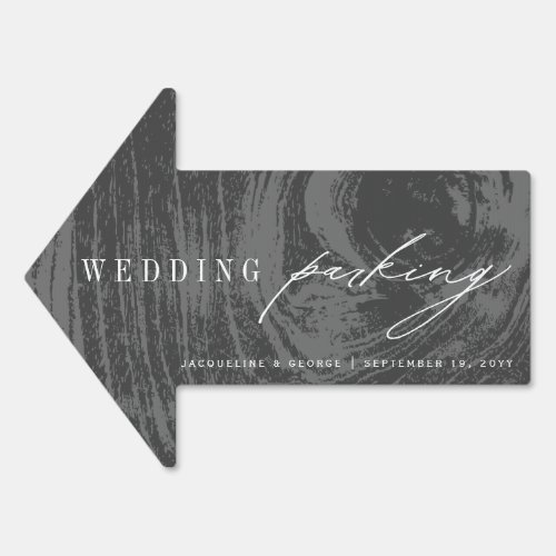 Simple Rustic Woodgrain Wedding Parking Arrow Sign