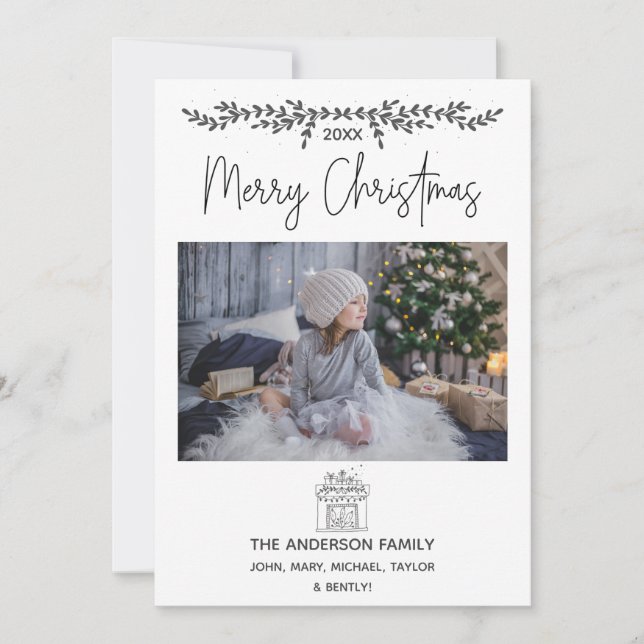 Simple Rustic Woodland Photo Merry Christmas Holiday Card (Front)