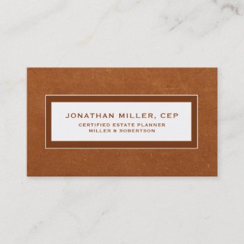 Simple Sable Leather Estate Planner Business Card by kisasa_home at Zazzle
