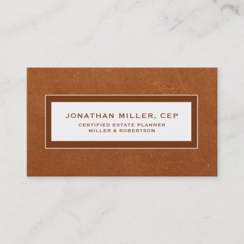 Simple Sable Leather Estate Planner Business Card