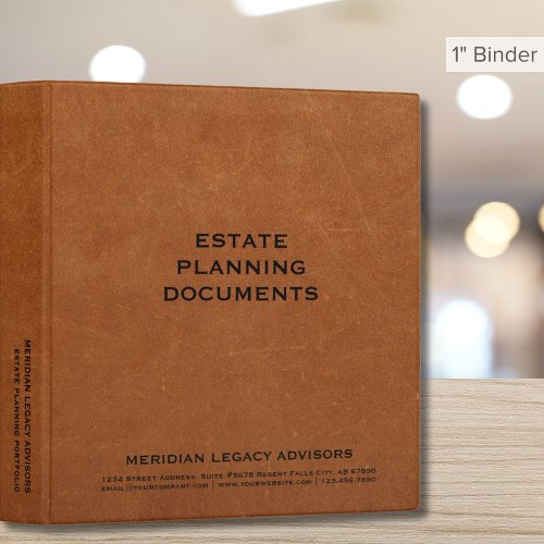 Simple Sable Leather Estate Planning Binder