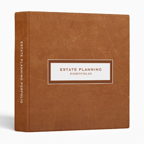 Simple Sable Leather Estate Planning Portfolio 3 Ring Binder