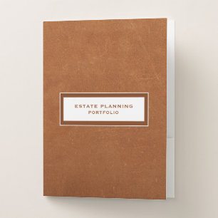 Simple Sable Leather Estate Planning Portfolio Pocket Folder