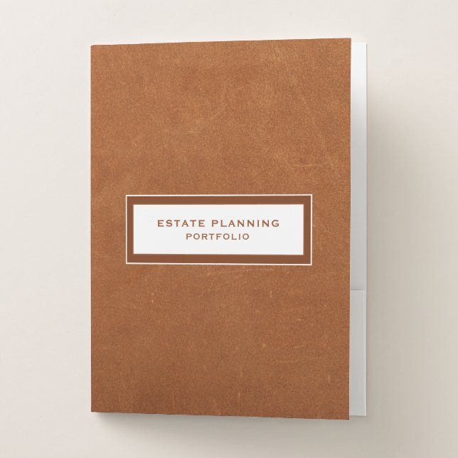 Simple Sable Leather Estate Planning Portfolio Pocket Folder (Front)