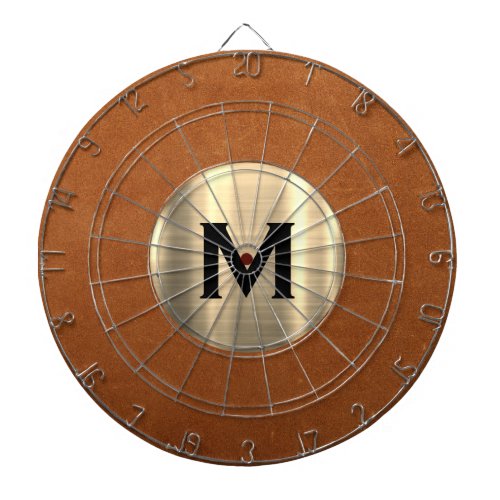Simple Sable Leather Gold Monogram Dart Board