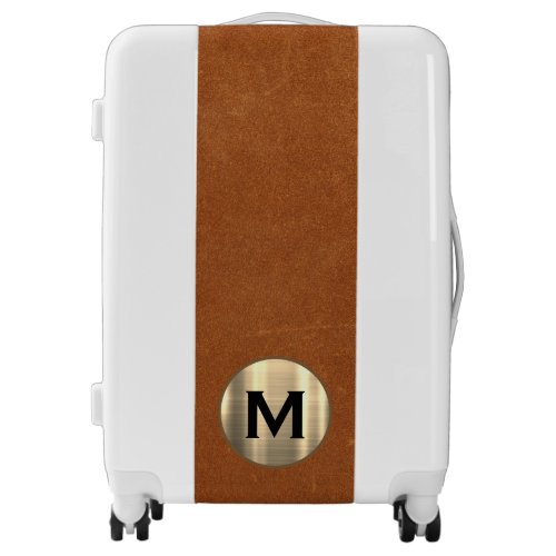 Simple Sable Leather Gold Monogram Luggage